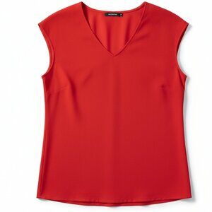 Pleione Red V-Neck Blouse Cap Sleeve Size XS